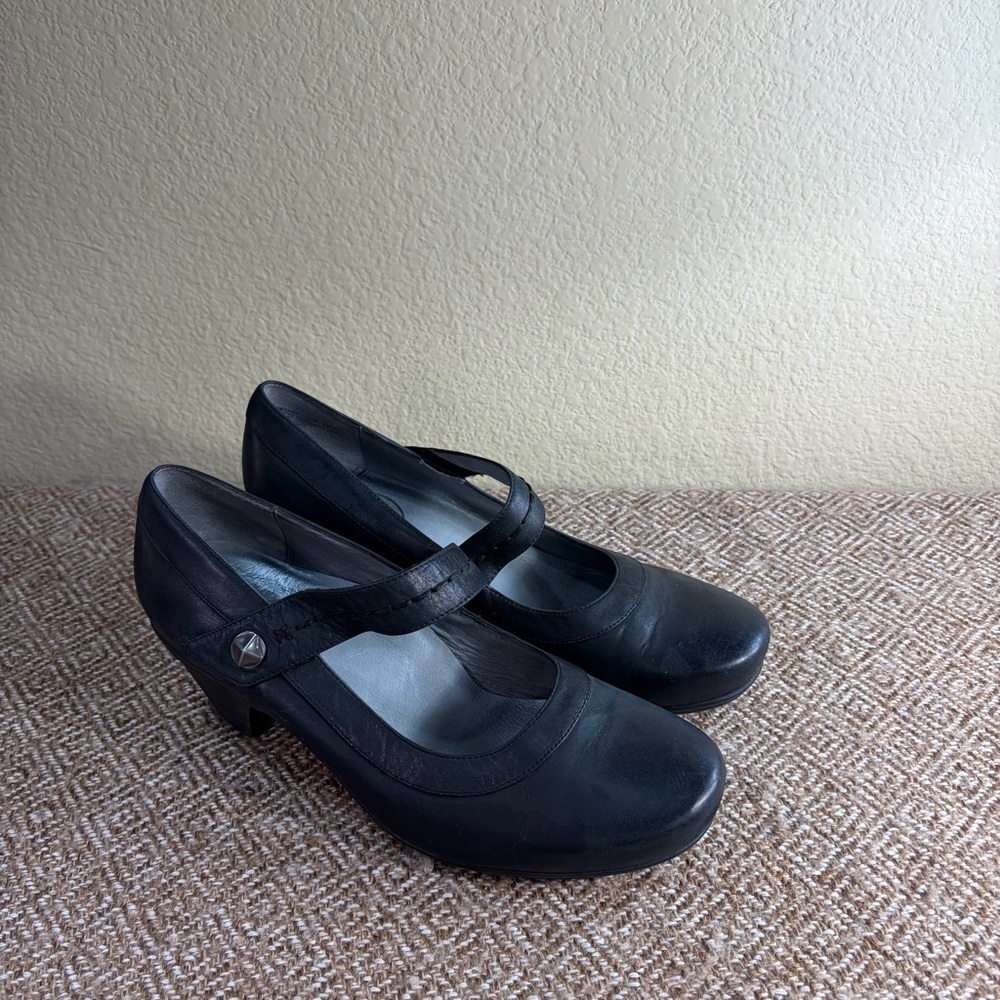Abeo Womens Rebeka Mary Jane Pump Sz 10N Neutral Block Heel Black Leather Comfy
